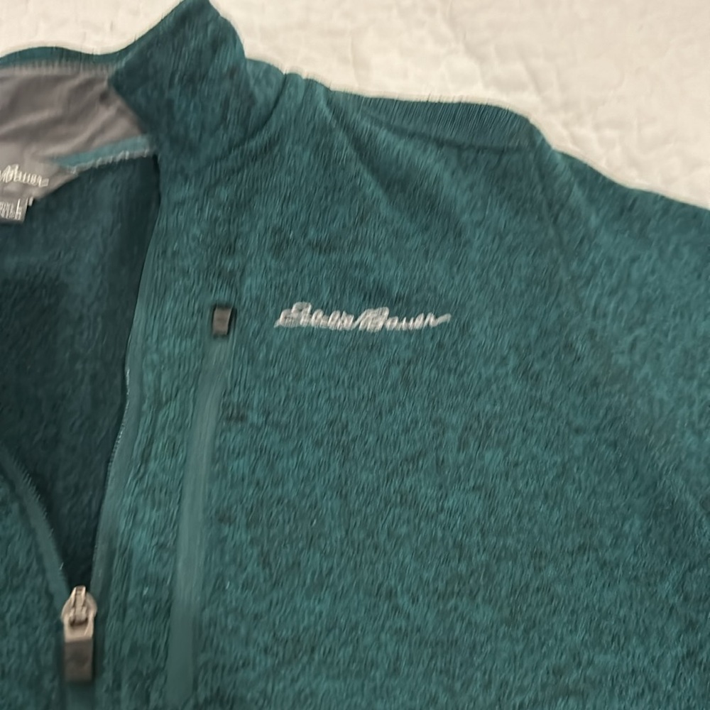 Eddie Bauer Pullover Quarter Zip Green Large - Picture 3 of 3
